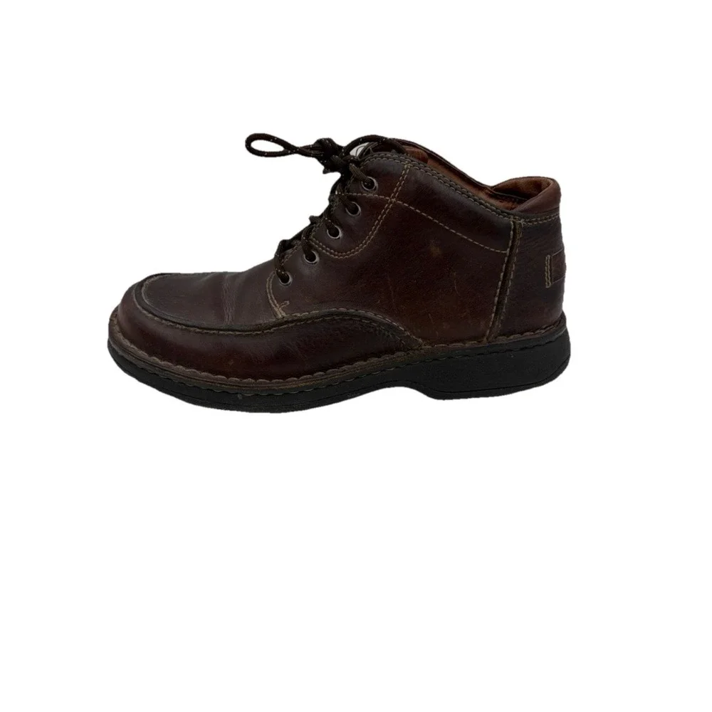 Vintage Clarks Ankle Leather Boots Active Air Men 8.5 Brown Moc Toe‎ Lace 37552